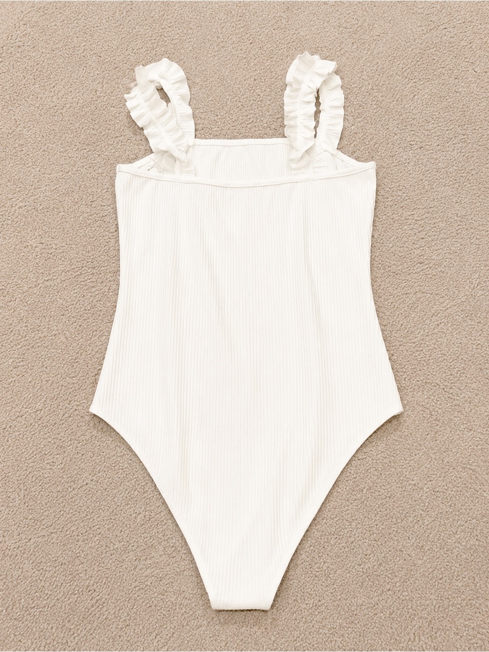 Gilli White Ribbed Ruffle Strap Bodysuit - Picture 3 of 3